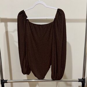 Brown Textured Bodysuit